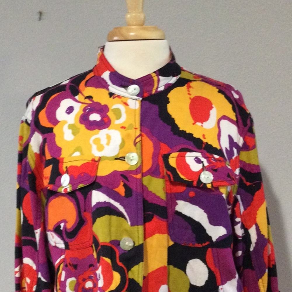 Ruby Rd. Multicolor Button Front W/Pockets Linen … - image 2